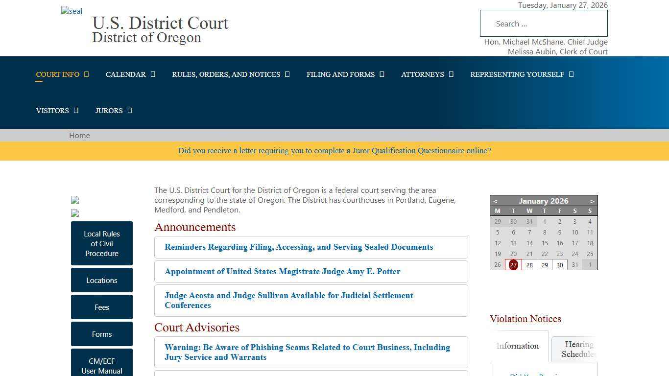 Oregon U.S. District Court