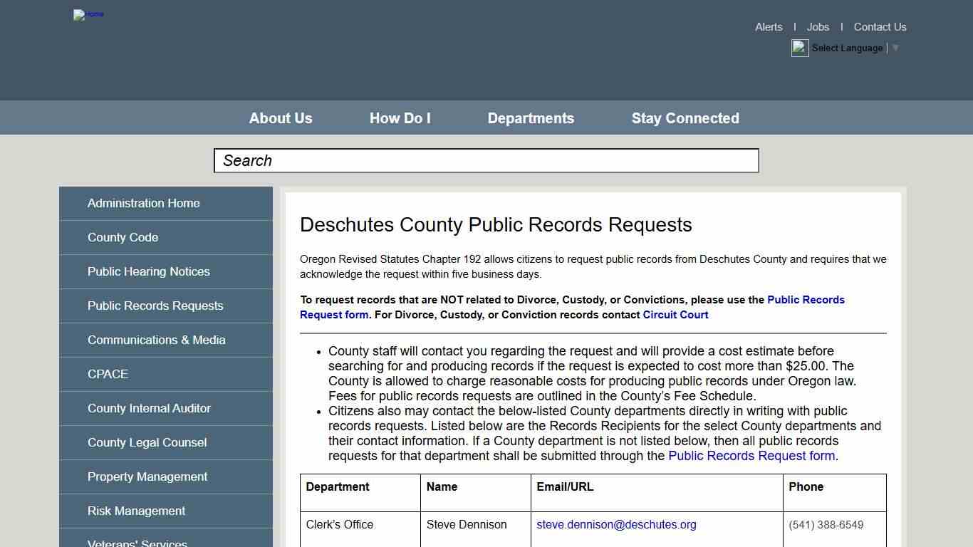 Deschutes County Public Records Requests Deschutes County Oregon